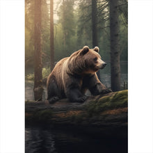 Lade das Bild in den Galerie-Viewer, Poster Kletternder Bär im Wald Hochformat