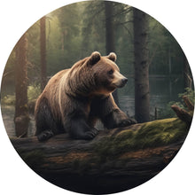 Lade das Bild in den Galerie-Viewer, Aluminiumbild gebürstet Kletternder Bär im Wald Kreis