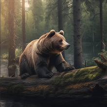 Lade das Bild in den Galerie-Viewer, Poster Kletternder Bär im Wald Quadrat
