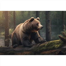 Lade das Bild in den Galerie-Viewer, Poster Kletternder Bär im Wald Querformat