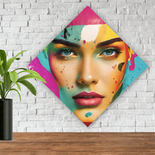 Lade das Bild in den Galerie-Viewer, Poster Buntes Frauengesicht Modern Art Raute
