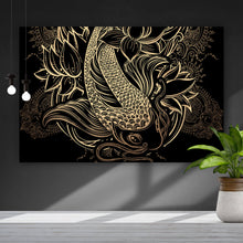 Lade das Bild in den Galerie-Viewer, Leinwandbild Koi Karpfen Gold Querformat