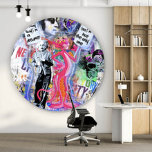 Lade das Bild in den Galerie-Viewer, Aluminiumbild gebürstet Stars und Comic Blau Pop Art Kreis