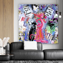 Lade das Bild in den Galerie-Viewer, Aluminiumbild gebürstet Stars und Comic Blau Pop Art Quadrat