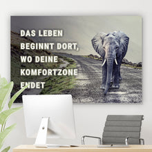 Lade das Bild in den Galerie-Viewer, Leinwandbild Komfortzone Elefant Querformat