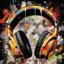 Lade das Bild in den Galerie-Viewer, Spannrahmenbild Kopfhörer Headphone Pop Art Quadrat