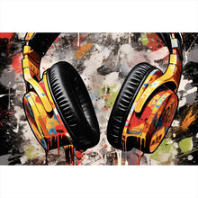 Lade das Bild in den Galerie-Viewer, Aluminiumbild Kopfhörer Headphone Pop Art Querformat