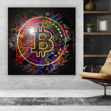 Lade das Bild in den Galerie-Viewer, Leinwandbild Kryptowährung Bitcoin Quadrat