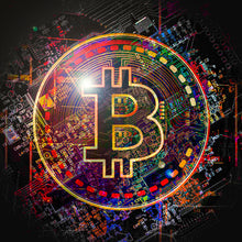 Lade das Bild in den Galerie-Viewer, Leinwandbild Kryptowährung Bitcoin Quadrat