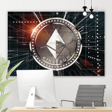 Lade das Bild in den Galerie-Viewer, Aluminiumbild Kryptowährung im virtuellen Netzwerk Querformat
