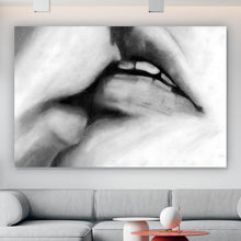 Lade das Bild in den Galerie-Viewer, Acrylglasbild Küssende Lippen Vintage Zeichenstil Querformat