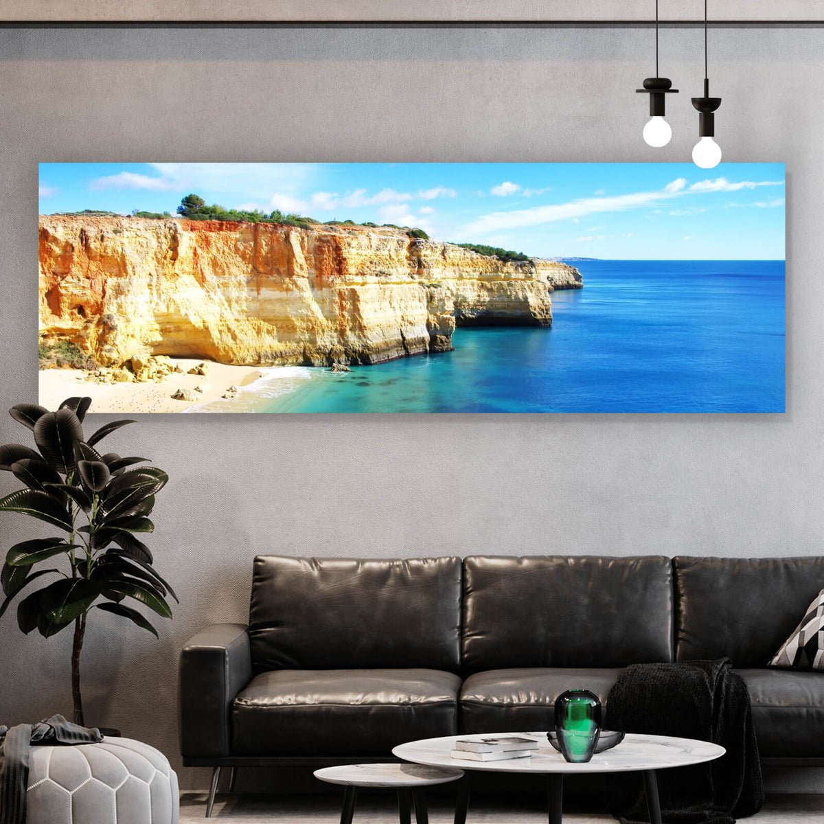 Leinwandbild Küste in Portugal im Panorama, Aufhängefertig &  Versandkostenfrei – Wandguru | Poster