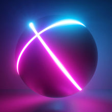 Lade das Bild in den Galerie-Viewer, Poster Kugel mit Neon Linien Quadrat