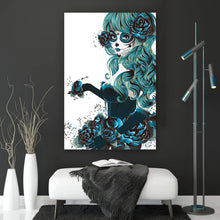 Lade das Bild in den Galerie-Viewer, Leinwandbild La Catrina Comic Hochformat