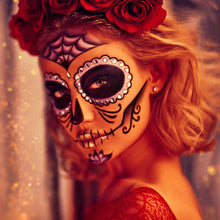 Lade das Bild in den Galerie-Viewer, Aluminiumbild gebürstet La Catrina Rot Quadrat
