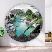 Lade das Bild in den Galerie-Viewer, Aluminiumbild gebürstet Landschaft in Slowenien Kreis