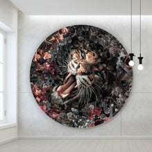Lade das Bild in den Galerie-Viewer, Aluminiumbild Leopard im Blütenmeer Kreis