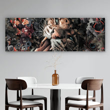 Lade das Bild in den Galerie-Viewer, Acrylglasbild Leopard im Blütenmeer Panorama