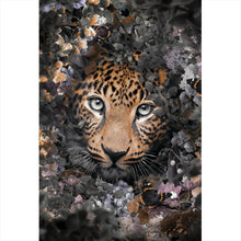 Lade das Bild in den Galerie-Viewer, Leinwandbild Leopard im Blütenwald Hochformat