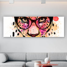 Lade das Bild in den Galerie-Viewer, Leinwandbild Leopard im Zeichenstil Aquarell Panorama