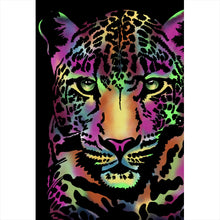 Lade das Bild in den Galerie-Viewer, Leinwandbild Leopard Neon Hochformat