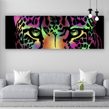 Lade das Bild in den Galerie-Viewer, Aluminiumbild gebürstet Leopard Neon Panorama