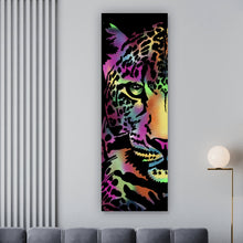 Lade das Bild in den Galerie-Viewer, Leinwandbild Leopard Neon Panorama Hoch