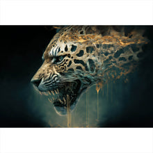 Lade das Bild in den Galerie-Viewer, Aluminiumbild gebürstet Leopard Surreal Querformat