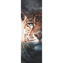 Lade das Bild in den Galerie-Viewer, Aluminiumbild gebürstet Leopard unter Wasser Panorama Hoch