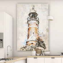 Lade das Bild in den Galerie-Viewer, Leinwandbild Leuchtturm Skizzen Stil Hochformat