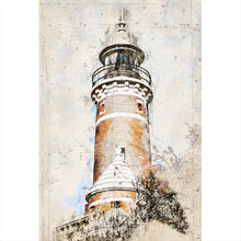Lade das Bild in den Galerie-Viewer, Leinwandbild Leuchtturm Skizzen Stil Hochformat