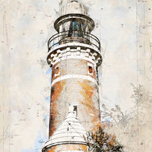 Lade das Bild in den Galerie-Viewer, Leinwandbild Leuchtturm Skizzen Stil Quadrat