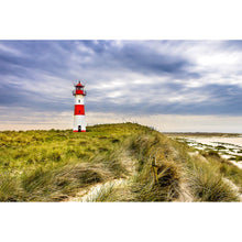 Lade das Bild in den Galerie-Viewer, Aluminiumbild gebürstet Leuchtturm an der Nordsee Küste Querformat