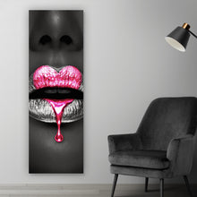 Lade das Bild in den Galerie-Viewer, Acrylglasbild Lippen Herzform Panorama Hoch