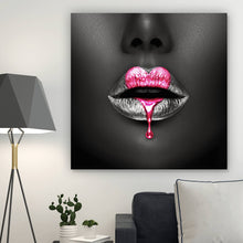Lade das Bild in den Galerie-Viewer, Acrylglasbild Lippen Herzform Quadrat