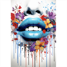 Lade das Bild in den Galerie-Viewer, Aluminiumbild gebürstet Lippen Blüten Pop Art Hochformat