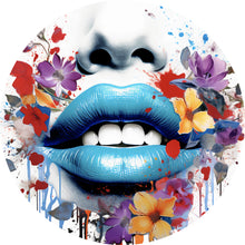 Lade das Bild in den Galerie-Viewer, Aluminiumbild gebürstet Lippen Blüten Pop Art Kreis