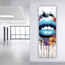 Lade das Bild in den Galerie-Viewer, Spannrahmenbild Lippen Blüten Pop Art Panorama Hoch