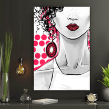 Lade das Bild in den Galerie-Viewer, Acrylglasbild Lockige Frau im Zeichen Stil Hochformat