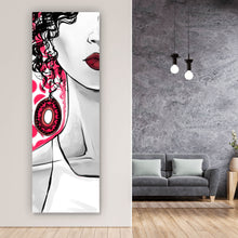 Lade das Bild in den Galerie-Viewer, Acrylglasbild Lockige Frau im Zeichen Stil Panorama Hoch