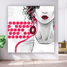 Lade das Bild in den Galerie-Viewer, Acrylglasbild Lockige Frau im Zeichen Stil Quadrat