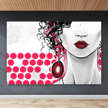 Lade das Bild in den Galerie-Viewer, Acrylglasbild Lockige Frau im Zeichen Stil Querformat