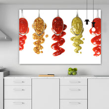Lade das Bild in den Galerie-Viewer, Acrylglasbild Löffel mit verschiedenen Soßen Querformat