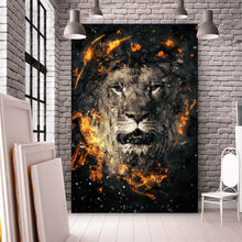 Lade das Bild in den Galerie-Viewer, Acrylglasbild Löwe in Flammen Hochformat