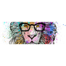 Lade das Bild in den Galerie-Viewer, Spannrahmenbild Löwe mit Brille Aquarell Panorama