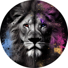 Lade das Bild in den Galerie-Viewer, Aluminiumbild gebürstet Löwenportrait Abstrakt Kreis