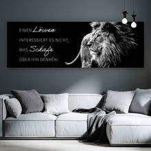 Lade das Bild in den Galerie-Viewer, Aluminiumbild Löwe mit Spruch Panorama