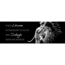 Lade das Bild in den Galerie-Viewer, Aluminiumbild Löwe mit Spruch Panorama