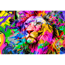 Lade das Bild in den Galerie-Viewer, Leinwandbild Löwe Modern Art Querformat