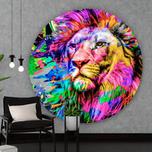 Lade das Bild in den Galerie-Viewer, Aluminiumbild gebürstet Löwe Modern Art Kreis